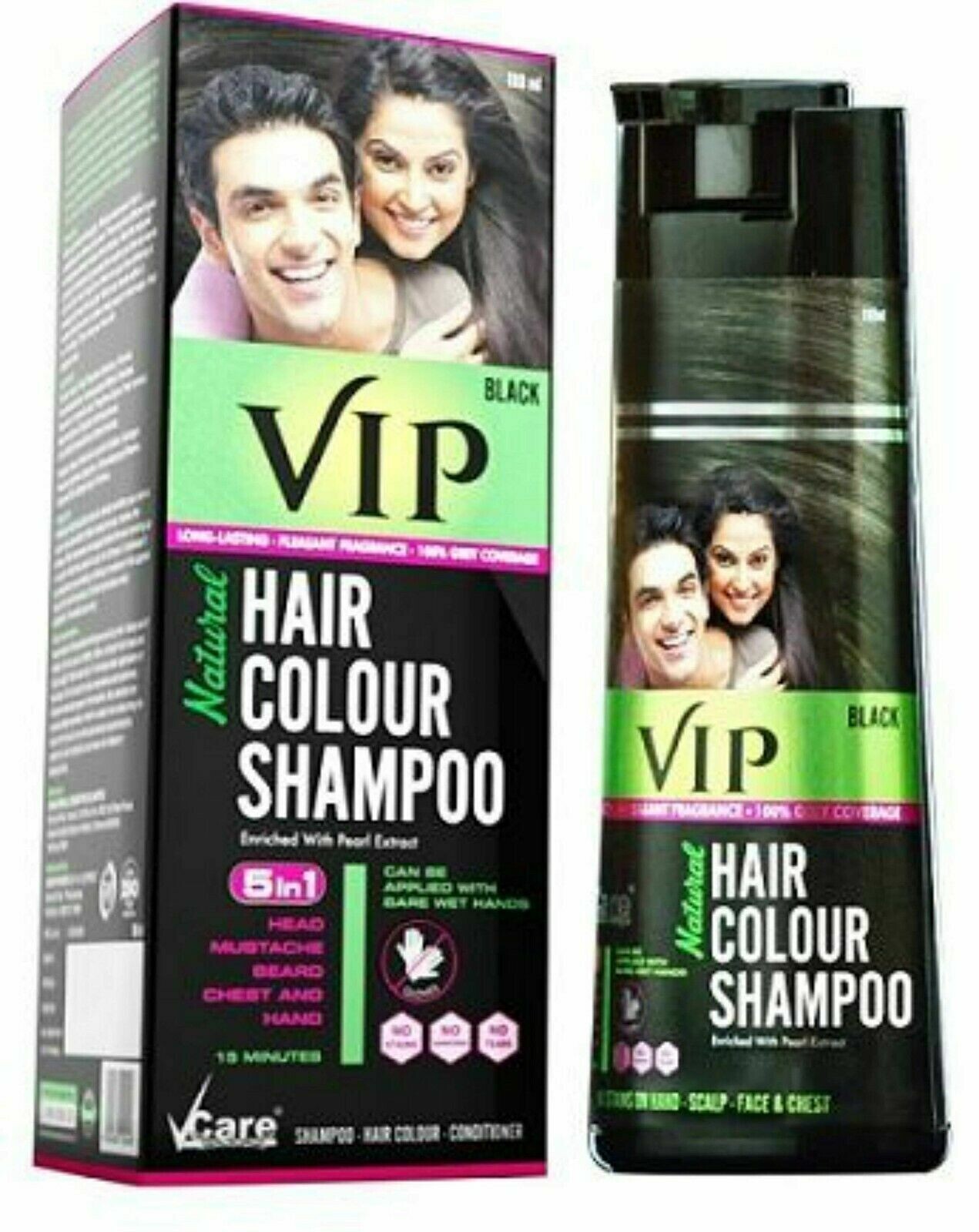 VIP 5 in 1 Hair Colour Shampoo base hair color (180 ml) fs
