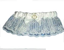 Wedding or Prom Lace Garter with satin edge white