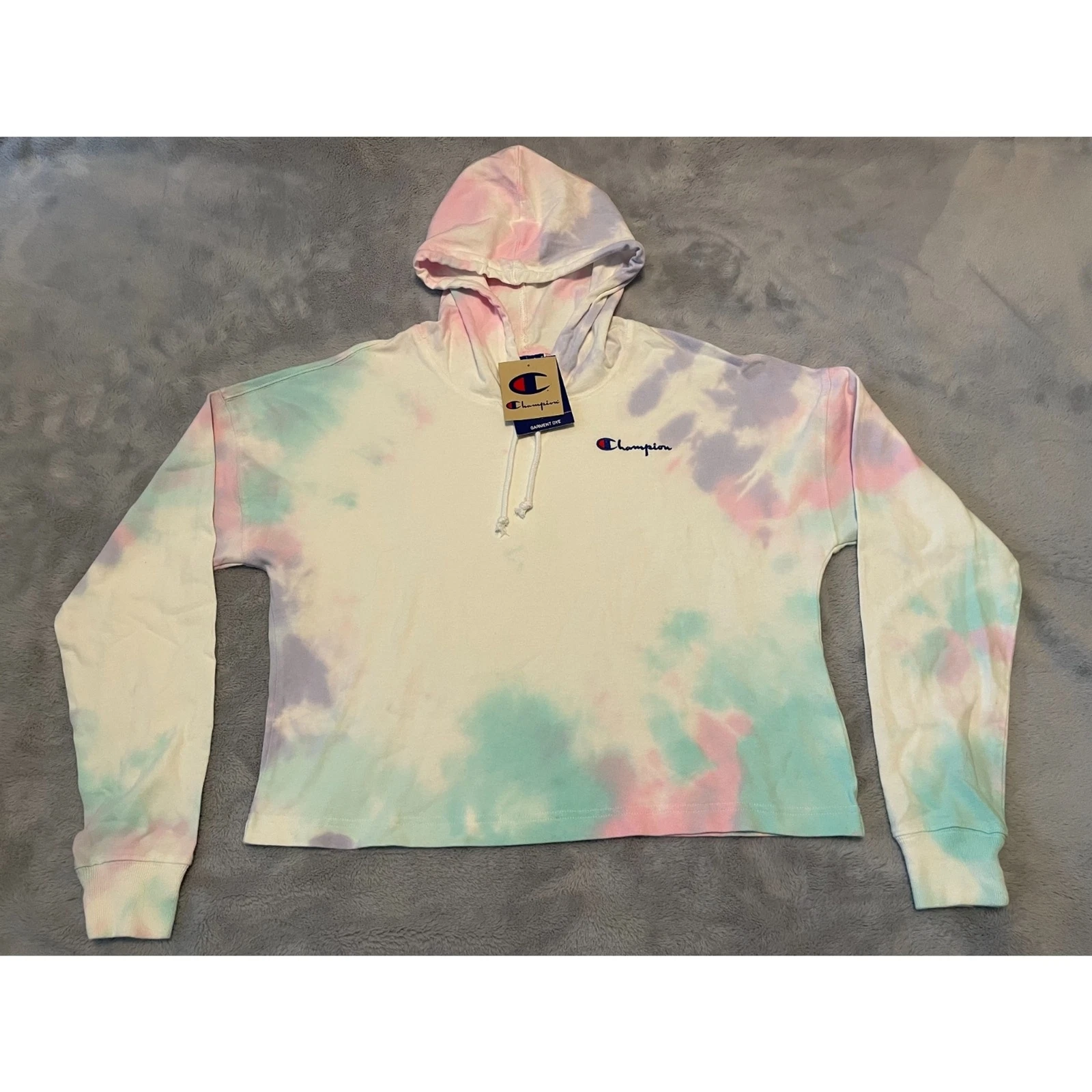 Champion Women's Summer Sweats Oversized Hoodie Cloud Dye Pastels Size XS NWT