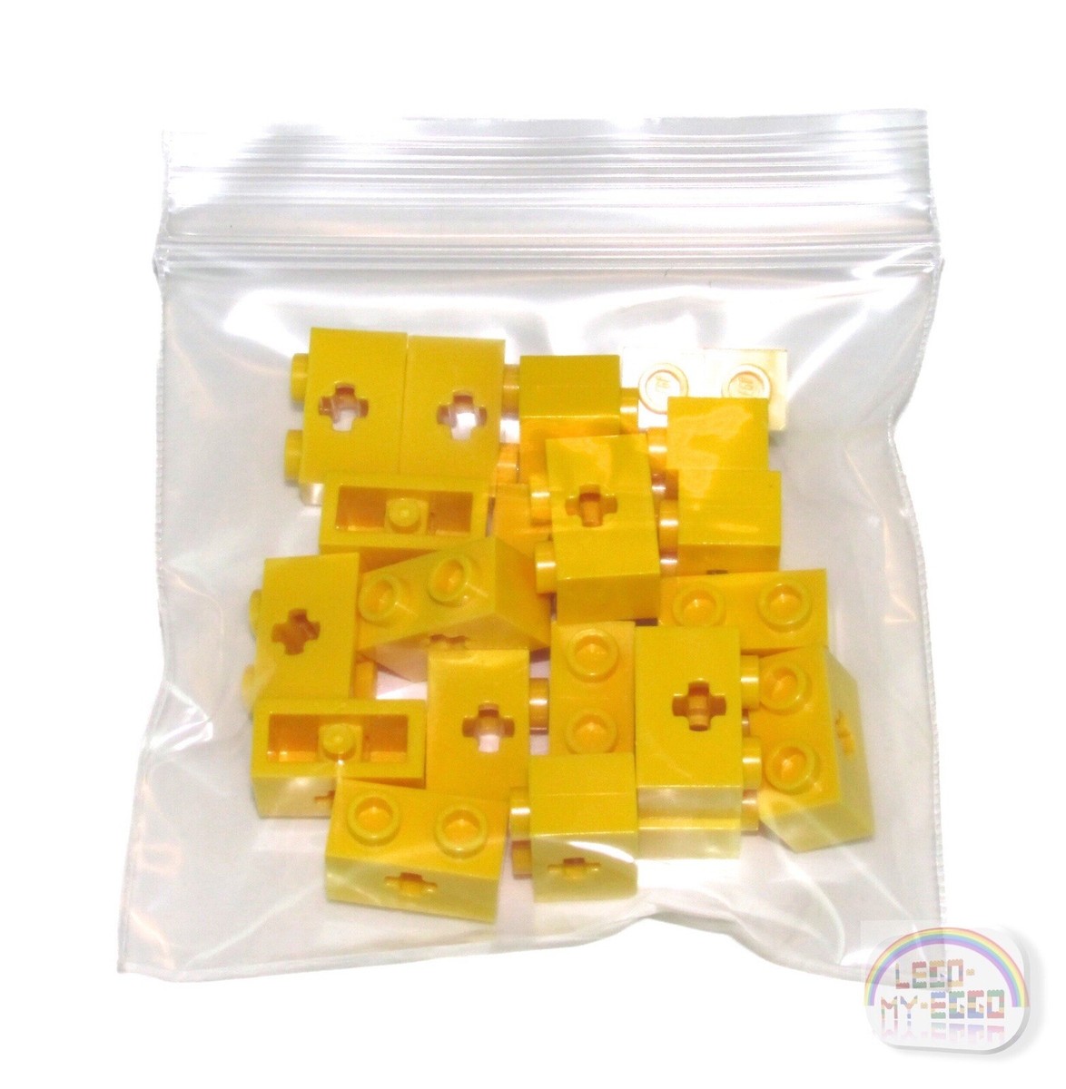 LEGO Technic - 20 x Tech Bricks w/ Axle Hole - 1x2 - New - Yellow