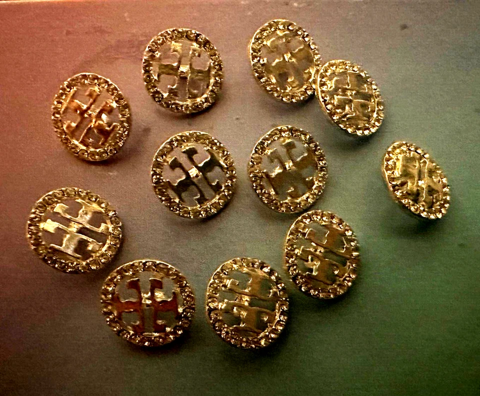 10 TORY BURCH NEW YORK SILVER RHINESTONE BUTTONS SHIRT / BOUSE/CARDI 10-12MM - Image 2 of 4