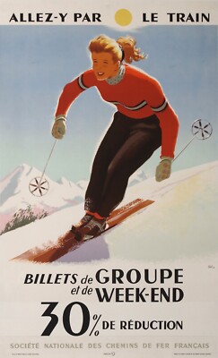 ABEL-SKIING GO THERE BY TRAIN GROUP AND WEEKEND TICKET BY SNCF-1953