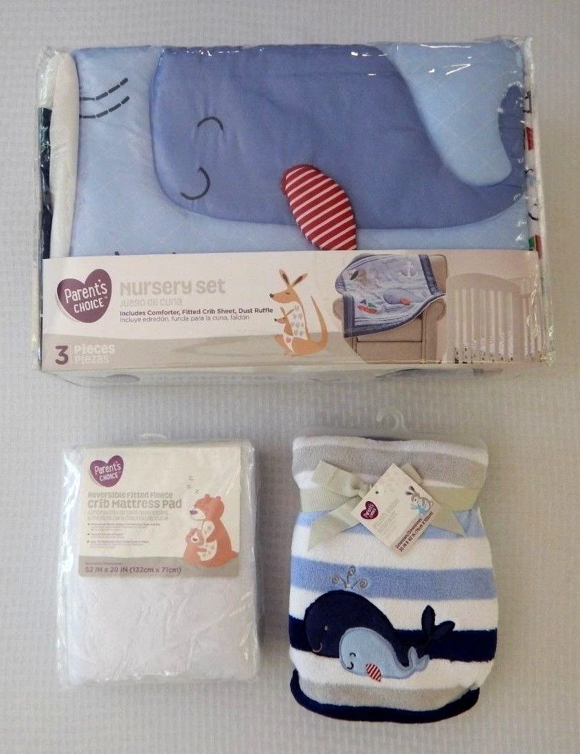 Whale Ocean Anchor Infant Baby Nursery Crib Bedding Set Shower Gift Set