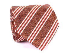 NWT ALTEA Milano pure silk TIE rust white luxury handmade Italy