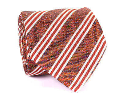 NWT ALTEA Milano pure silk TIE rust white luxury handmade Italy