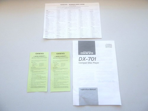 Vintage Onkyo DX-701 Instruction Manual & Other Pamphlets FREE SHIPPING!!