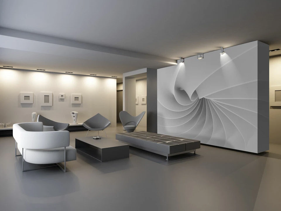 Белая спальня настенные обои 144 x 100 дюймов фото стены завитки абстрактный 3D - Изображение 4 из 4