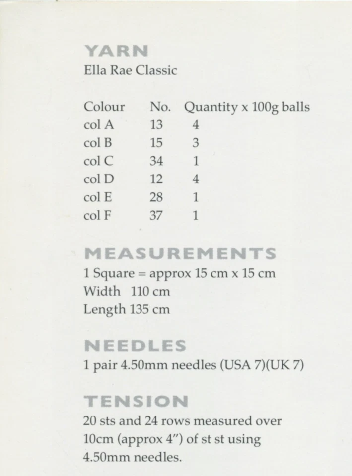 Ella Rae Classic Knitting Pattern - Patchwork Throw - Image 2 of 2