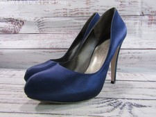 Salvatore Ferragamo Women's Blue Satin Heel Pumps Size 9 Made in Italy