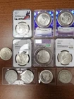 17 silver dollars lot 15 morgan, 2 peace dollars.