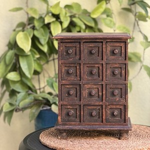 Vintage Wooden Apothecary Cabinet Wooden 12 Drawer Tabletop Footed