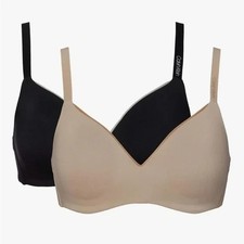 Calvin Klein Women's 2-Pack Microfiber Wireless Bra black Nude