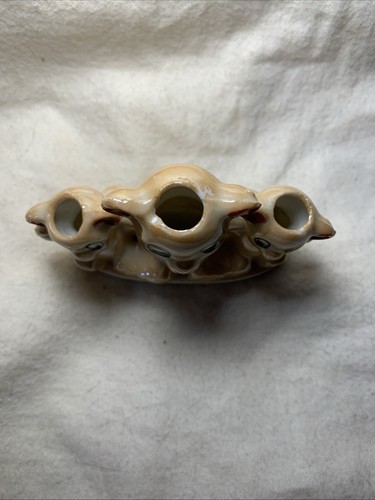 Vintage Japanese Lusterwear 3 Teddy Bear Toothpick Vase Figurine - Picture 5 of 7