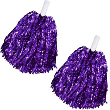 2 Pcs Purple Glitter Cheerleading Pom Poms for Team Spirit Dance