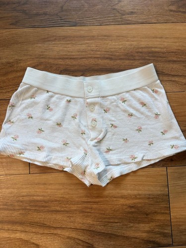 John Galt Brandy Melville Floral Waffle Knit Thermal Boxer Lounge Shorts OS
