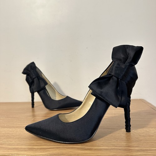 ENZO ANGIOLINI Size 7 M Black Bow Pumps Heels Stilettos Event Party Pointed Toe - Picture 11 of 16