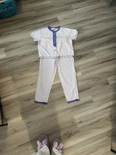 ESLEEP 90s VTG Striped 2 Piece Pajama Set Women's Lrg
