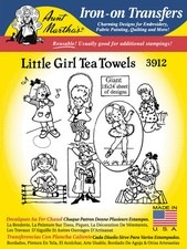 Aunt Martha  s  Embroidery Transfer Pattern  3912  Little Girl Tea Towels