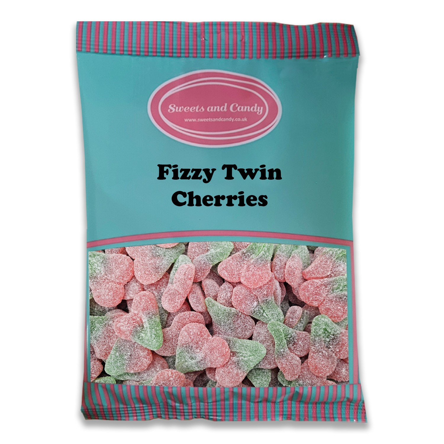 Fizzy Twin Cherries 1Kg Bulk Bag – Sour Cherry Jelly Sweets with Fizzy Sugar