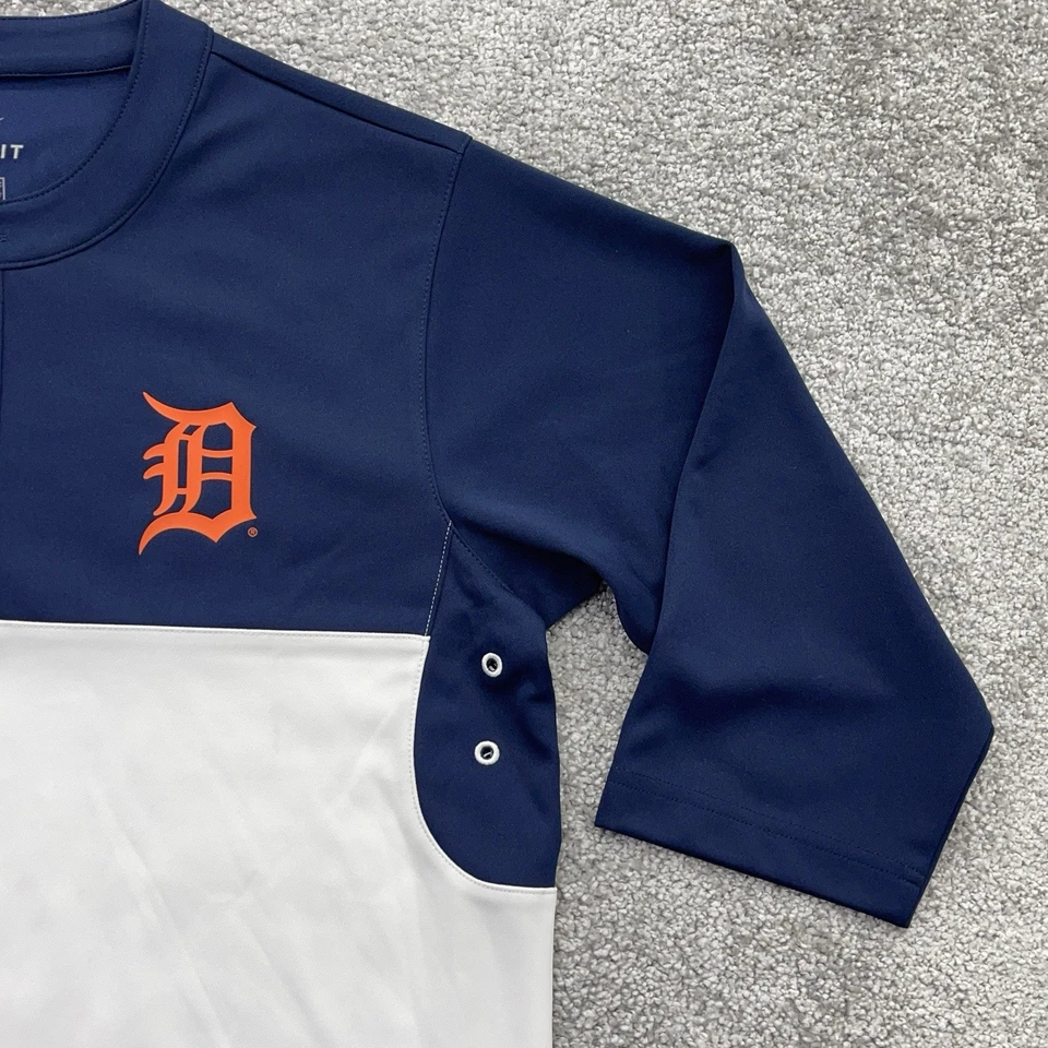 Detroit Tigers Jersey Shirt Men Medium Nike Dri Fit 3/4 Sleeve Raglan Henley MLB - Image 3 of 4