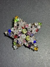 Vintage Multicolor Star Rhinestone Brooch