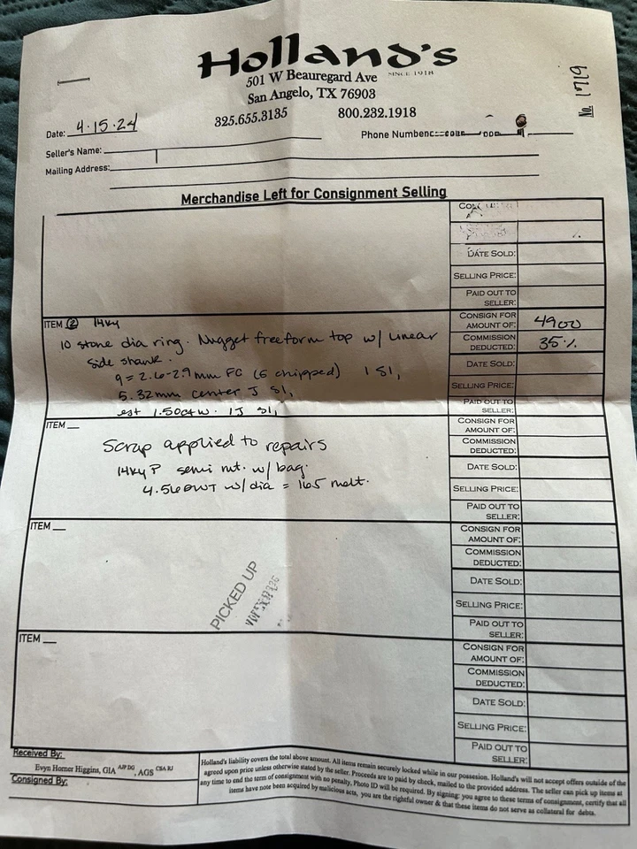 Anillo de diamantes de 10 piedras. Pepita de oro - caña lateral lineal (1,5 quilates con) 9-2,6-2,9 mm FC Foto 2 de 4