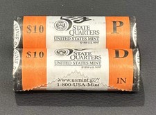 2002 P&D Indiana State Quarters BU Mint Rolls