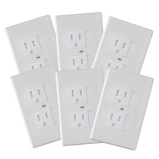 Polished White 6-Pack Outlet Covers with Self-Closing Mechanism - 3"W x 4.75"H