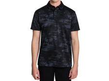 Reebok Mens Summer Performance Polo Shirt Lightweight Black Camo Size Large