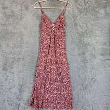 Urban Outfitters Dress Womens Small Red Geometric Print Midi Spaghetti Strap