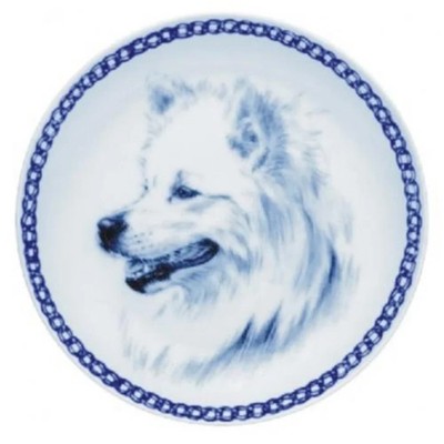 german spitz lekven Porzellan teller figur hund  dog blue plate