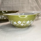 Vintage Pyrex Crazy Daisy Spring Blossom Green Cinderella Mixing Bowl Set of 3