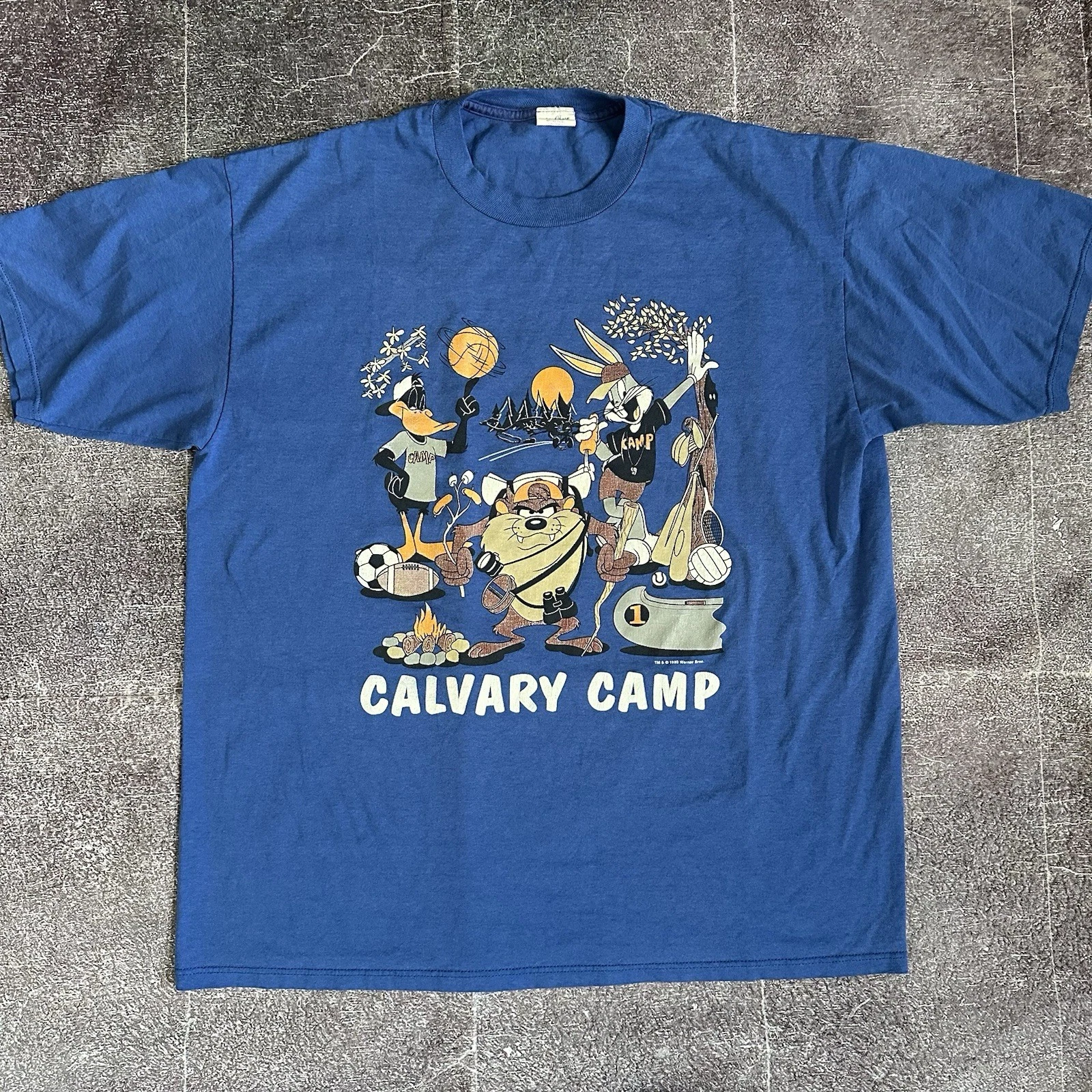 Men's Vintage 90's Looney Tunes Bugs Bunny Taz Calvary Camp T Shirt Tee Sz XL