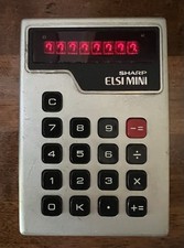 Vtg Sharp ELSI Mini El-801 Calculator With Case Tested  Working RARE Read 