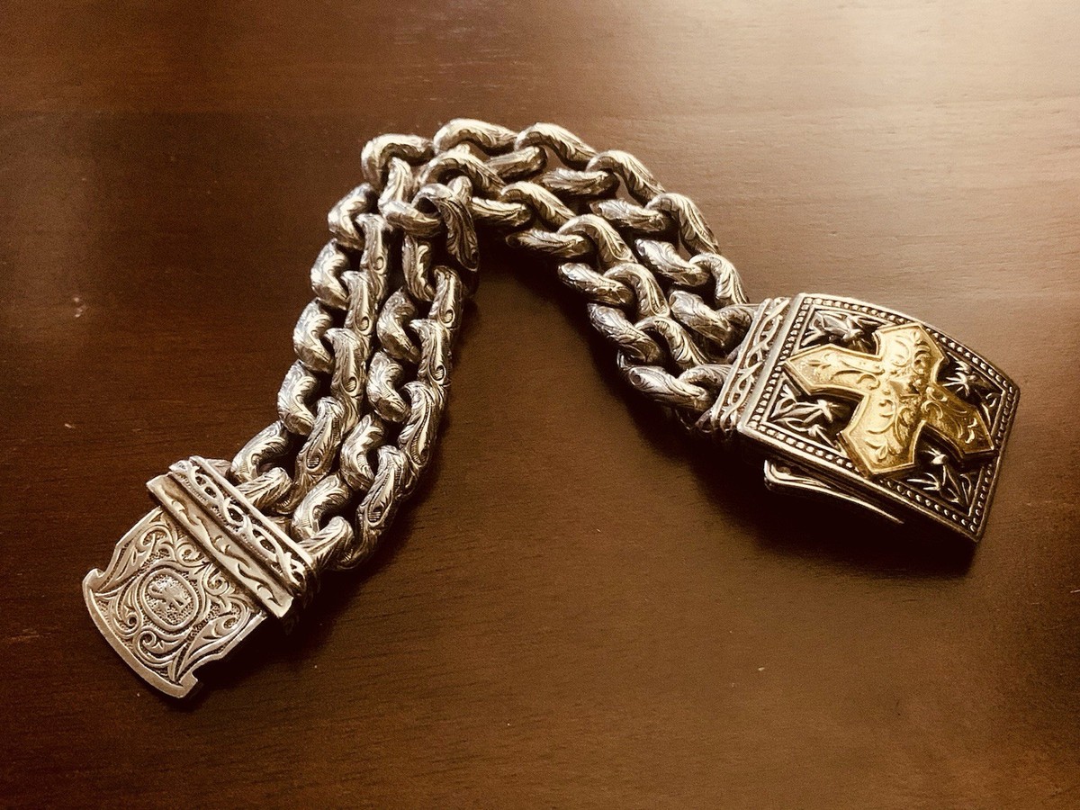 RARE Scott Kay UNKAGED 18K/Sterling Silver MASTERPIECE Gold Cross