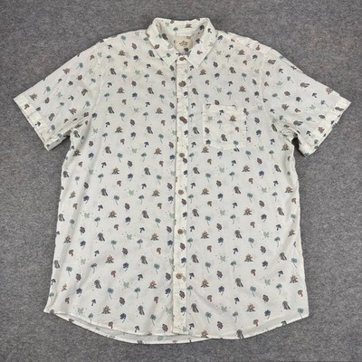 Marine Layer Tiki Hawaiian Button Up Shirt Pocket Mens Large L