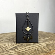 Handmade gothic animal bone green leaf glass dark metal woven