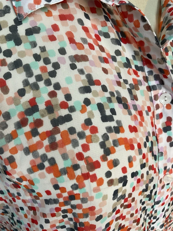 Blusa sin mangas con cuello abotonado Liz Claiborne para mujer Top multicolor grande Foto 3 de 4