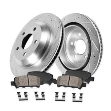  CDS03296 REAR 274mm Drilled & Slotted 5 Lug [2] Rotors + Brake Pads + Clips 