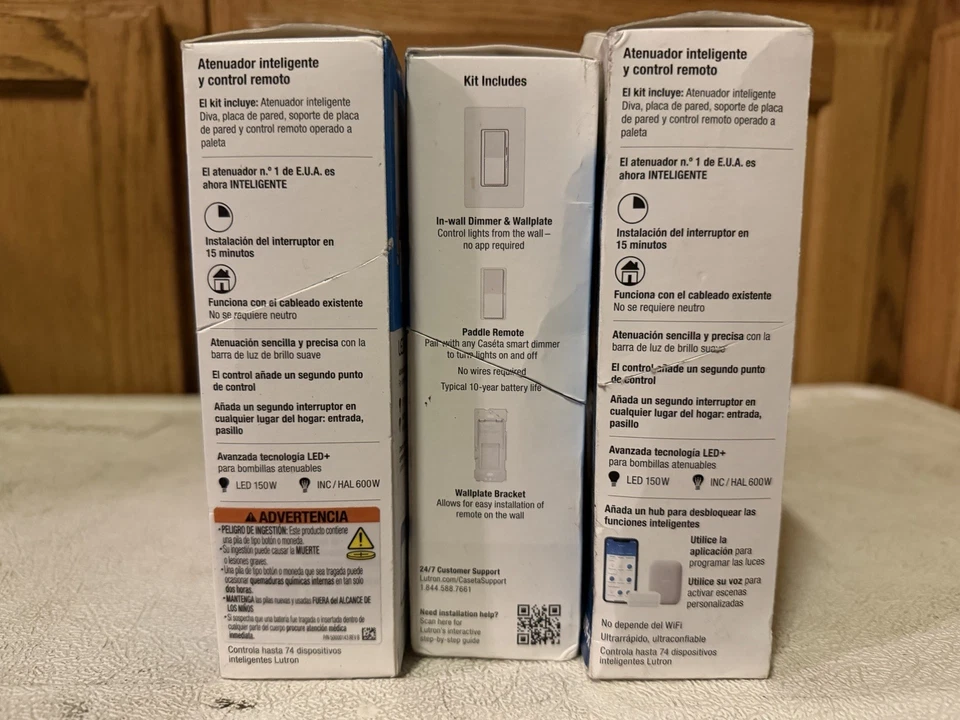 Lutron Caseta Diva Atenuador Inteligente e Interruptor de Luz Remoto - Paquete de 3 Foto 3 de 3