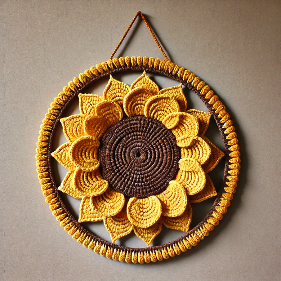 Sunflower Wall Decor Crochet Pattern Digital PDF English Boho Home