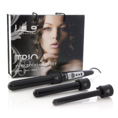ISO Beauty 3pc Digital Twister Trio Set Curling Wand 3 Interchangeable Barrels