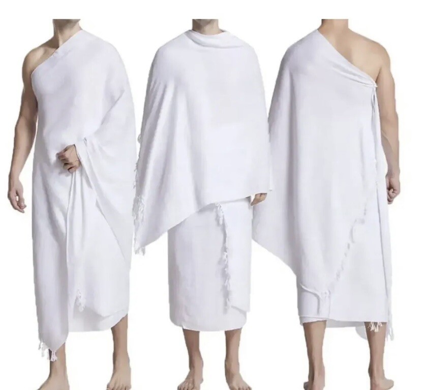2 Piece Ihram Cotton Blend Ehram Ahram Towel Adult Size Cloth + Free