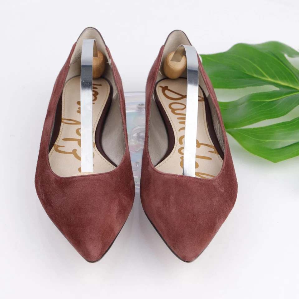 Zapato de vestir Sam Edelman para mujer Rae plano talla 7 puntiagudo rojo borgoña granate gamuza Foto 2 de 4
