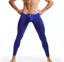 N2N Bodywear Men's Modal Lounge Pouch Tights, L XL Royal Blue NWT