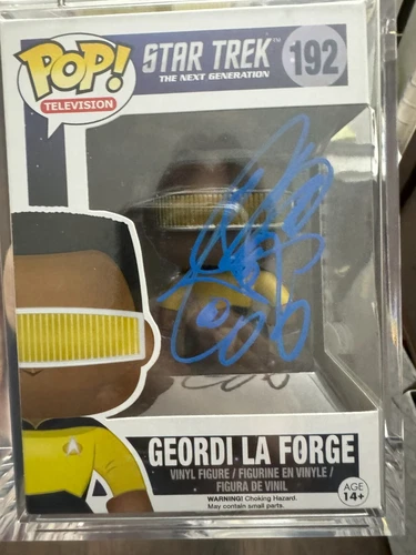 Funko POP Geordi La Forge 192 Signed by Levar Burton JSA