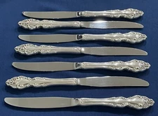 1881 ROGERS / ONEIDA "BAROQUE ROSE" Silverplate - 7 Modern Hollow Knives 9"  EUC