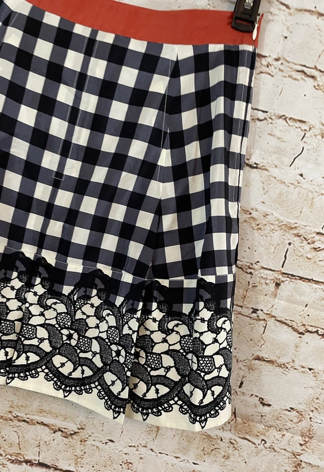 Plenty Tracy Reese Falda Mujer Talla 0 Aline Contraste Cintura Caja Plisado Mezcla Seda Foto 3 de 4