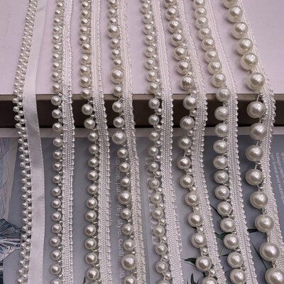 10 Yard Pearl Trim Chain Ribbon Finishes Trim Sewing Craft DIY