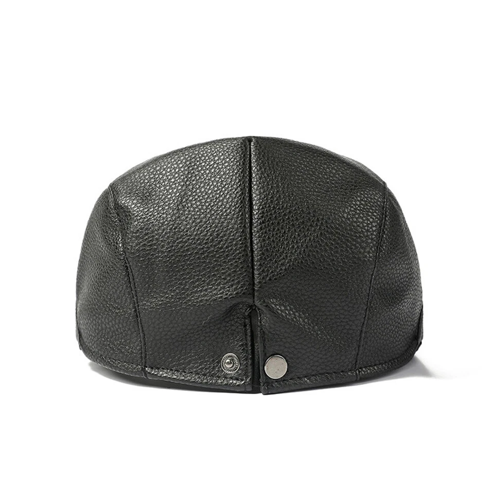 Hombres Imitación Cuero Newsboy Gatsby Sombrero Cálido Viaje Conducción Golf Boina Gorra CS23116 Foto 3 de 4